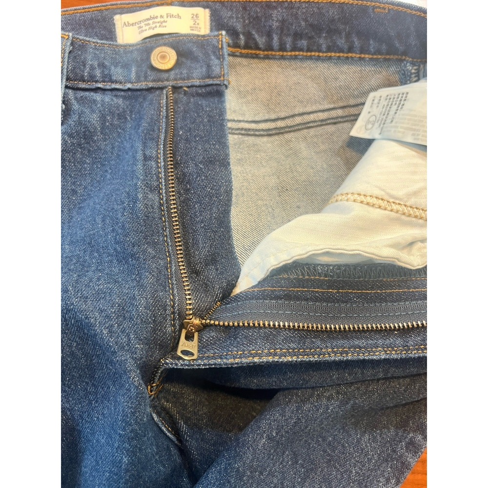 Abercrombie & Fitch 90s Straight Jeans Ultra High Rise Womens 26 2‎ Dark Wash - Picture 2 of 6
